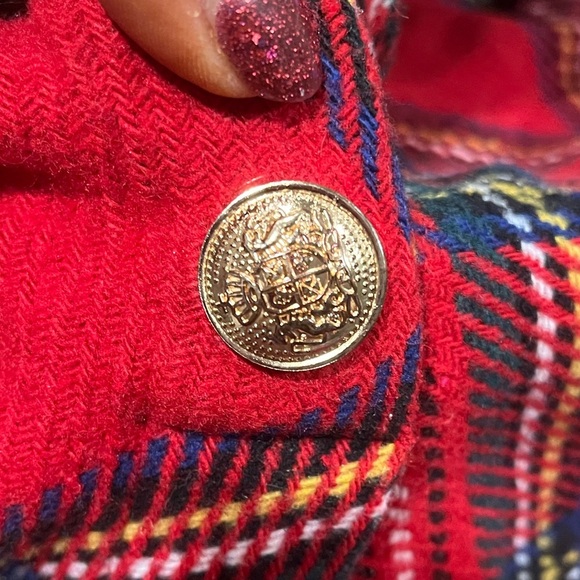 Shein Womens Christmas Holiday Poncho Plaided One Button Red Black Size XL - Picture 2 of 4